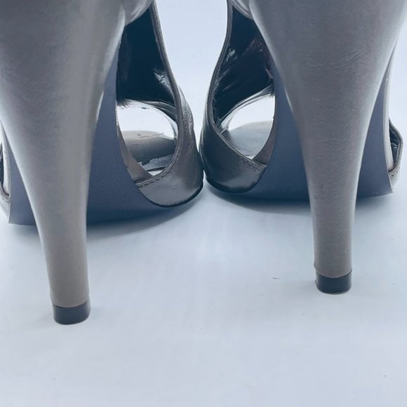 Steve Madden Leather Peep Toe Taupe Booties Size 8 - Picture 5 of 16